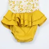 INS heißen Verkauf Baby-Spielanzug gils süße Kinder Mädchen Sommer gelben Overalls Art und Weise Kinder klettern Kinder Kleidung schnüren
