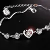 Fashion- jewelry 925 sterling silver plated bracelets purple crystal heart bracelets lovely for women hot fashion