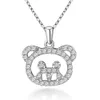 AINUOSHI Luxury 925 Sterling Silver Pendant Necklace for Women Animal Little Bear Long Chain Necklace Wedding Silver Jewelry Y200107