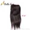 Cheveux raides 3 faisceaux avec fermeture 5X5 Péruvien Brésilien Naturel Noir Vierge Tisse Extensions Bella Cheveux