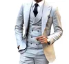 Chegada nova Um Botão Groomsmen Pico Lapela Do Noivo Smoking Ternos Dos Homens de Casamento / Prom Melhor Homem Blazer (Jacket + Pants + colete + Gravata) AA63