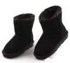 Heiße Designerschuhe Jungen und Mädchen Stil Kinder Baby Schneeschuhe Wasserdichte Slip-on Kinder Winter Kuh Leder Stiefel Marke Weihnachten