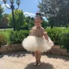 Śliczne niemowlę Mini Krótki Kwiat Dziewczyny Sukienki 3D Kwiat Maluch Dzieci Ruffles Baby Girls Pageant Tutu Suknie