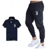 Summer Men's Set Business Casual T Shirts +pants Two Pieces Sets Tracksuit Male jersey Casual Tshirt Fitness trousers men