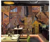 Anpassad 3D Bakgrundsbilder Heminredning Foto Väggpapper Väggmålningar European Retro Vintage Rusty Metal Bar Cafe Väggmålning Bakgrund Bakgrund för väggar