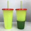 24oz kleurveranderende bekers pp temperatuurdetectiebekers dunne tuimelaars koffiekopje mug water flessen met rietjes zza8458601536