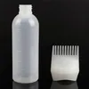 Pakflessen 120 ml Haar kleurstof fles applicator borstel afgeven voor salon kleurstof verven droog reiniging navulbaar met Comb1