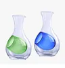 Glass Sake Bottle with Hole Japanese Cold Liquor Carafe Cooler Decanter Ice Pocket Home Restaurant Server Blue Green 10oz 16oz 18oz