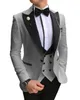 Nuevo Trajes morados para hombre 2020, traje de novio ajustado de 3 piezas, chaleco de doble botonadura, esmoquin para hombre, traje de boda, chaqueta para padrino
