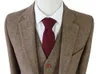 Terzi Yapılan Slim Fit Erkekler için Takım Elbise Retro Yün Kahverengi Herringbone Tweed Gelinlik Özel Erkek 3 Parça Suit Blazers