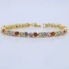 Bracciale da polso multicolore pavimentato con zirconi a taglio rotondo Catena da polso in oro giallo 18 carati Moda femminile da donna di lusso Briallant Bracciale regalo