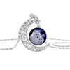 Wolf Pattern Moon Time Jewel Necklace Pendant Man Dan178 Blanda Order Hängsmycke Halsband