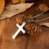 Подвески ожерелье Простой серебряный крест из нержавеющей стали Мужская подарок
