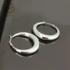 Zhijia rostfritt stål smycken örhänge tjock avslappnad enkel rund liten silverhoppörhängen för kvinnor 251U