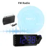 Dijital Radyo çalar saat Projeksiyon Erteleme Zamanlayıcı Sıcaklık LED Ekran USB Şarj Kablosu 110 Derece Tablo Duvar FM Radyo Saat