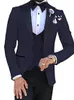 Pink With Black Lapel Suits for Men Custom Made Terno Slim Groom Custom 3 Piece Wedding Mens Suit MasculinoJacketPantVest1287805