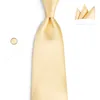Hitie novos laços ouro sólido bolso quadrado abotoaduras 100 seda artesanal de alta qualidade 150cm gravata casamento negócios natal fr3498962
