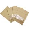 200Pcs White Brown Kraft Paper Zipper Lock Package Bags with Window Self Sealing Retail Packing Pouch Snack Nuts DIY Crafts Storage Bags