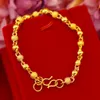 Bilek zinciri bilezik bağlantı boncukları 18k sarı altın dolu moda kadınlar erkek bilezik zinciri klasik stil hediye1004024