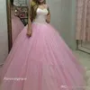 2019 Wunderschönes rosa Quinceanera-Kleid im Vintage-Stil, hochwertiger Tüll, süß, für 16 Jahre, langes Mädchen-Party-Festzug-Ballkleid, Übergröße, nach Maß