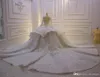2022 Vintage Pailletten Spitze Applikationen Ballkleid Hochzeitskleid Glitzernde Luxus Lange Ärmel Saudi Dubai Arabisch Plus Size Brautkleid242J