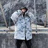 メンズダウンパーカー厚い冬のジャケットメンズカモフラージフード付きパーカーファーコート2022マンラジュク日本ストリートウェアタイディープラスサイズKK32731
