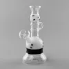 Hookah Big Clearance Sale! 18 cm lång glas vattenrör vit med svart vågpunkt tekanna form tabacco bong