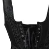 Sexy steampunk zipper espartilho plus size retro cosplay bustier festa vestido preto lacing-up corselet mulheres top