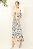 Women's Runway Dress O Neck Long Sleeeve Printed A Line Elegant Casual Dress Vestido