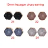 Fashion 10mm 13mm Handmade Druzy Trendy Jewelry Womens Simple Gold Filled Round Heart Hexagon Drusy Wholesaling Resin Stone Stud Earring