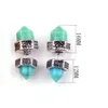 Stainless steel turquoise double-sided geometric stud earrings natural stone temperament simple Easter gift earrings