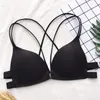 Roupas de ginástica feminina moda lingerie arame grátis embelezar o encerramento da frente acolchoado Push up Gather Bra Bralette Sexy Ladies1