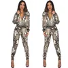 Европейская и американская женская мода Slim Fit питон змея принт комплект из двух частей пальто леггинсы Body-con Outfit