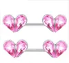 Heart Zircon Nipple Piercing Earring Surgical Steel 14G Ear Barbell Fashion Body Jewelry Nipple Rings 20pcs