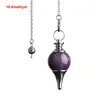 JLN Dowsing Pendulum Balance Reiki Natural Stone Crystal Red Agates Circular Cone Charm Pendant for Men Women Divination Meditation