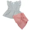 新しい幼児の女の子の服衣装子供2ピースセット夏の半袖パンツ衣装キッズブティック服女の子ファッション服