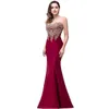 2018 저렴한 인어 스쿠프 레이스 여성 이브닝 드레스 바닥 길이의 단단한 전사 공식 민소매 무도회 드레스 8419840