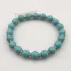 Stretchy 8mm turquoise kralen armbanden met zilveren kleurafstandsparken voor vrouwen 12 stks gratis verzending