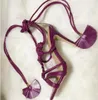 Vendita calda-Sandali in pelle tacchi alti siila governanti scarpe fiore rosso viola estate cinturino posteriore donne pompa sesso scarpe tacchi sottili