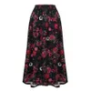 Romacci Vintage Long Skirt Floral Stampa elastico Bigna Boho Maxi Gonna tasca Casual A-Line Gonne a pieghe da donna Jupe Femme 2019 Y1905052