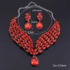 New Luxury Crystal Statement Necklace Earrings Set Silver Color Jewelry Sets Indian Bridal Wedding Costume Jewellery