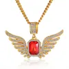 Hip Hop Ice Out Angle Wing Necklace Women Men Bling Full Rhinestone Luxury Hiphop Statement Necklaces Jewelry Gifts