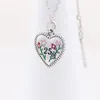 S925 Sterling Silver Necklace Vintage 25th Anniversary Love Flower Pendant Necklace Couple Heart-shaped Pendant Clavicle Chain