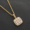 لامعة Solitaire Square Square Military Army Cluster Cluster Chain Gold Silver Zirconia Men Hip Hop Jewelry for Gift296p