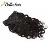 Clipe de onda corporal em extensões de cabelo para mulheres negras 10pcs clip-in extensão de cabelo humano real com 21 clipes trama dupla cor natural 160g cabelo bella