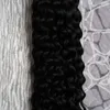 Jag Tips Hair Extensions Mongolian Afro Kinky Curly Virgin Hair 100g 100s # 1 Jet Black Keratin Stick Tips Hårförlängningar