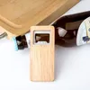Houten bierflesopener roestvrij staal met vierkante houten handvat openers bar keuken accessoires party gift