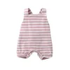 Baby rompers designer kläder pojkar flickor randig suspender jumpsuits spädbarn sommar ärmlös onesies toddler mjuk bomull kläder b851