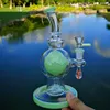 Neueste Heady Glasbong Duschkopf Perc Wasserpfeifen Glas Wasserpfeife Kugelstil Öl Dab Rigs Grün Lila Dicke Bongs 14mm Gelenk mit Schüssel XL-1971