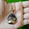 18k Guld Iced Out Multicolor Cubic Zircon Solglasögon Monkey King Pendant Necklace Micro Paled Zircon Mens Hip Hop Jewelry6266652